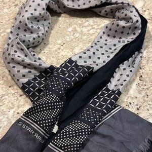 G-Star Raw Mens Navy Blue And Gray Dot Patterned Scrarf